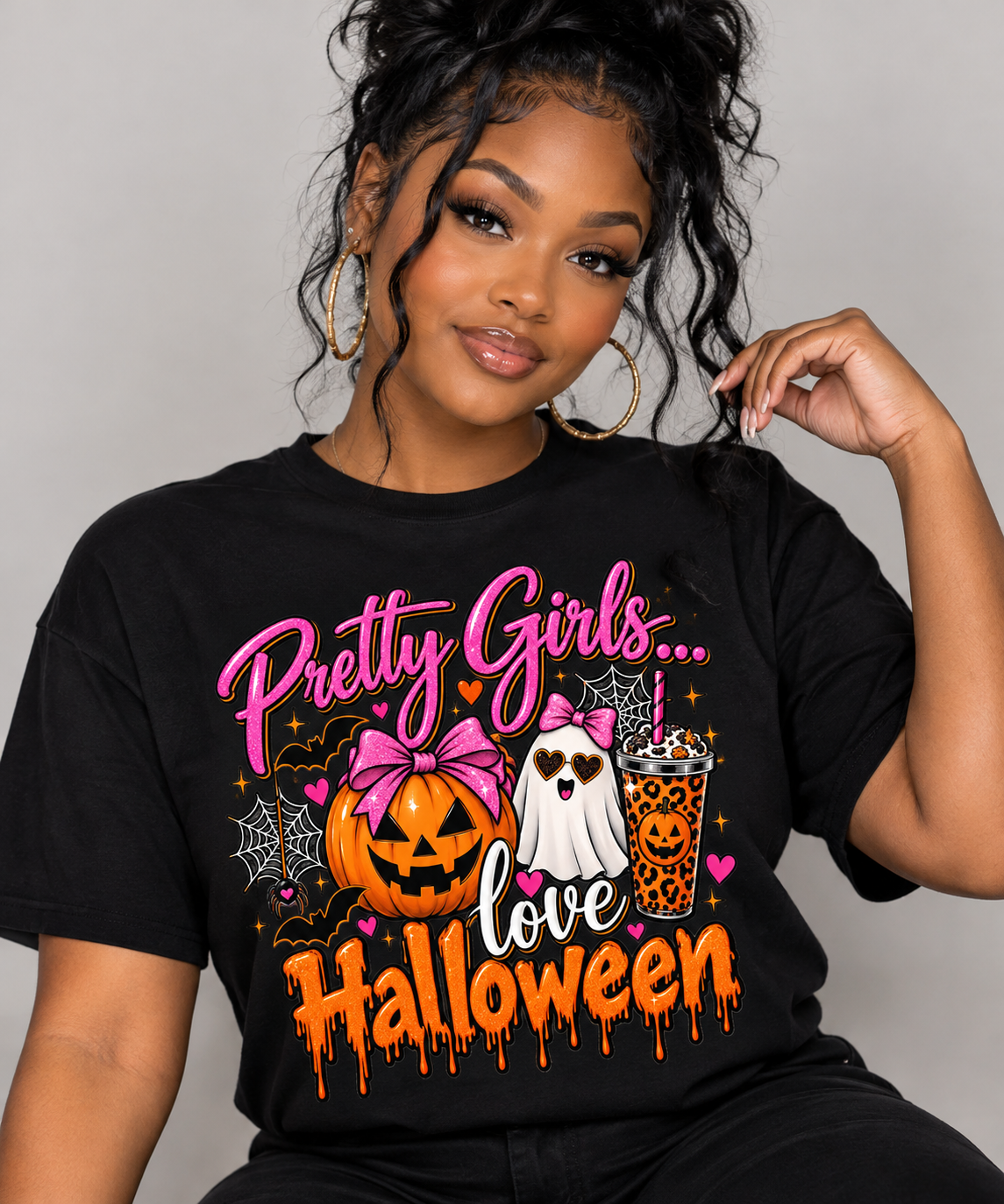 Pretty Girls Love Halloween Graphic T-Shirt