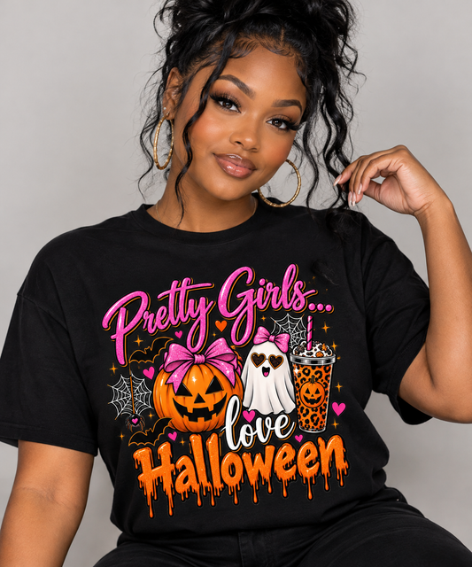 Pretty Girls Love Halloween Graphic T-Shirt