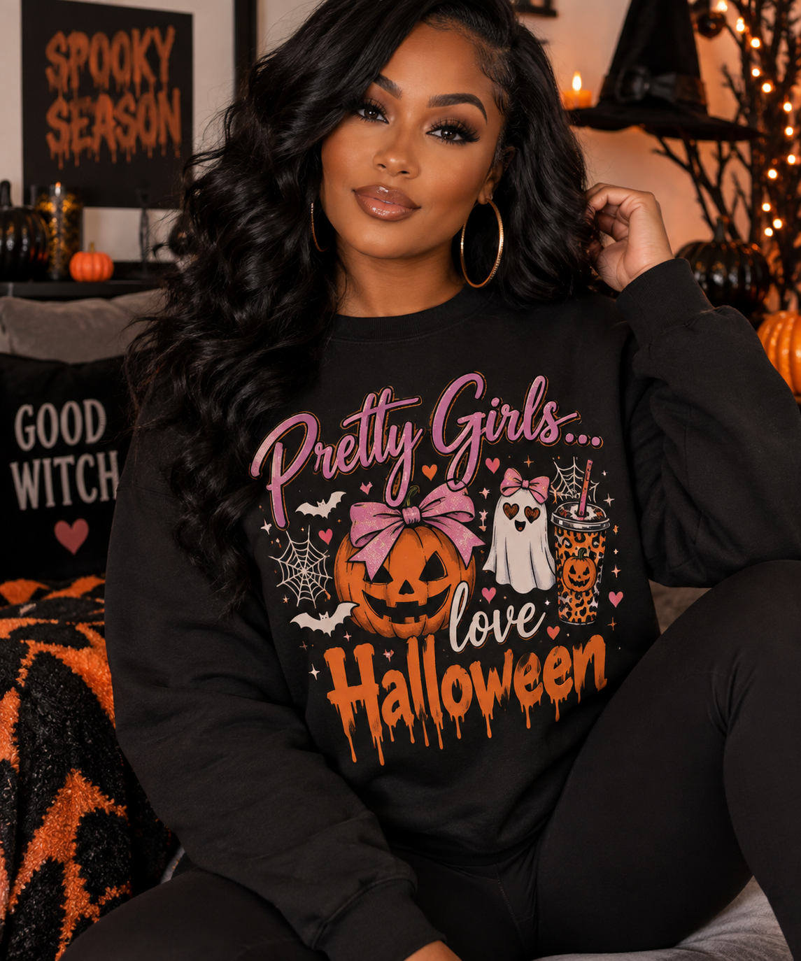 Pretty Girls Love Halloween Crewneck Sweatshirt