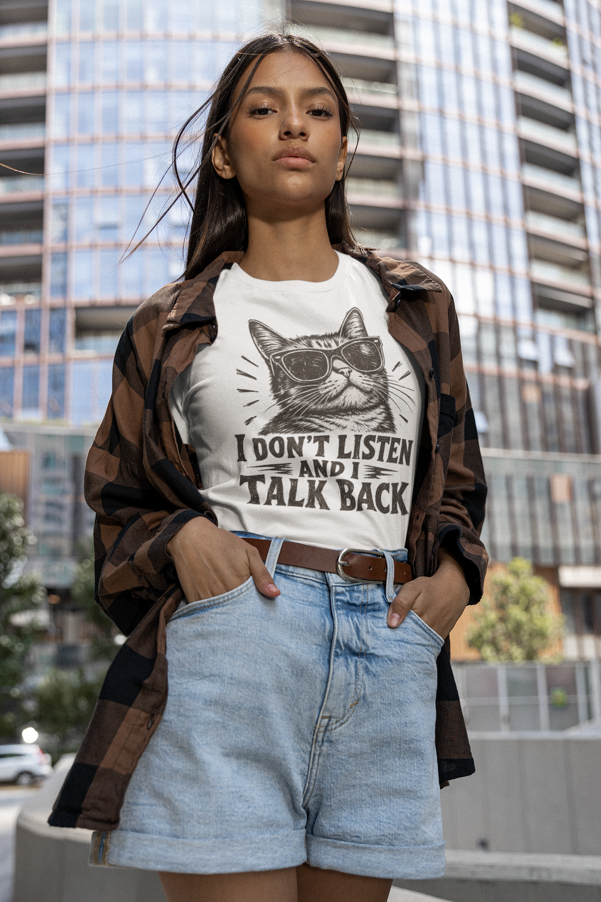 I Don’t Listen and I Talk Back Cat Graphic T-Shirt